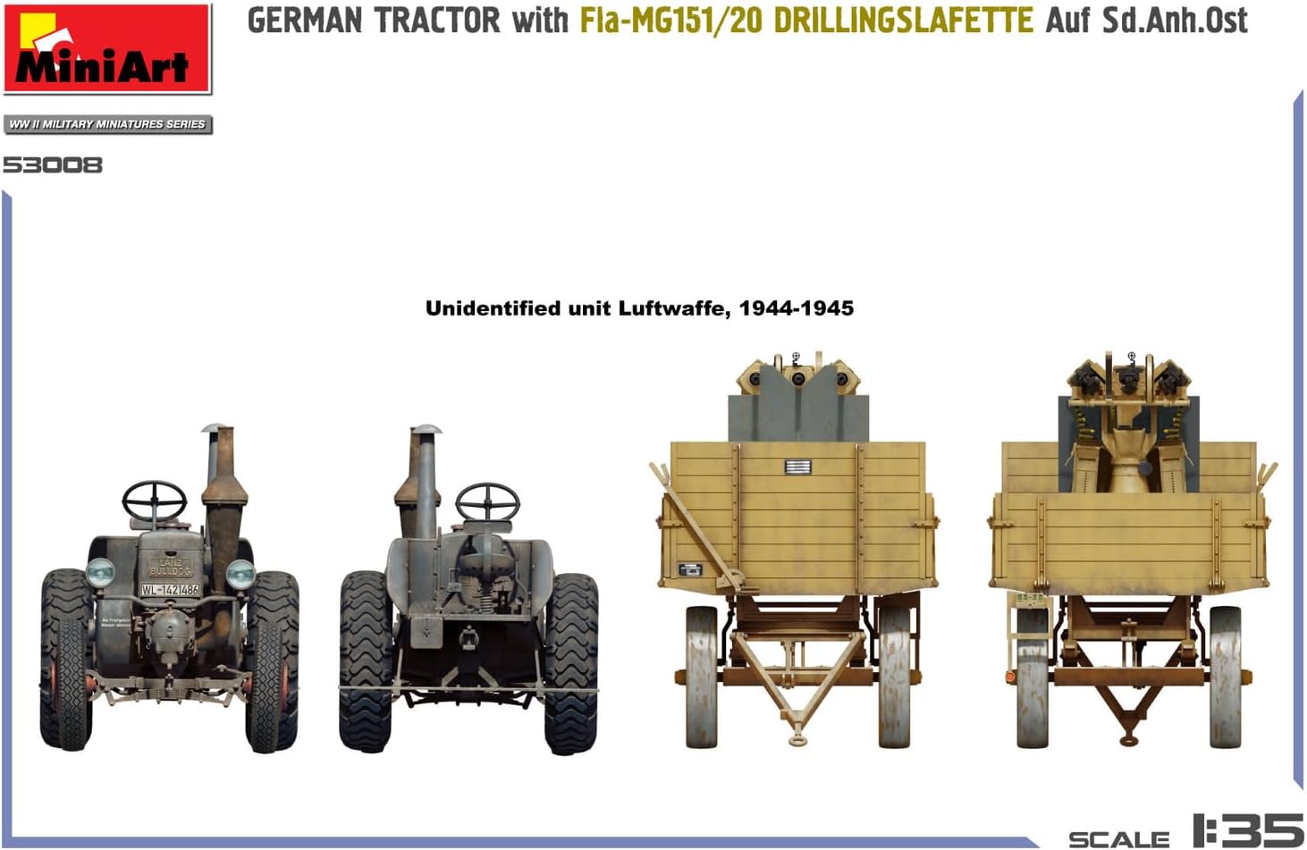 MiniArt - 1/35 German Tractor With Fla-mg151/20 Drillingslafette