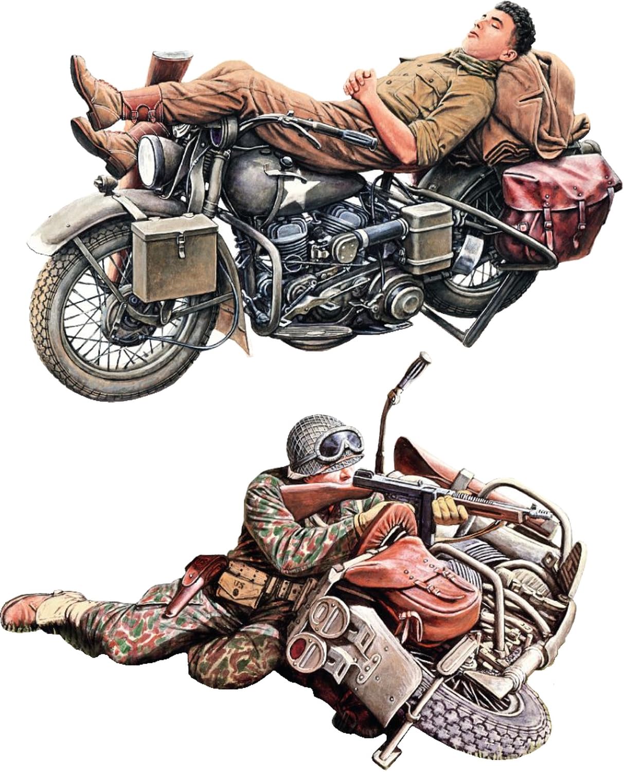 Figuur REST & FIGHTING U.S. SOLDIER WLA MILITAIR MOTORCYCLE /