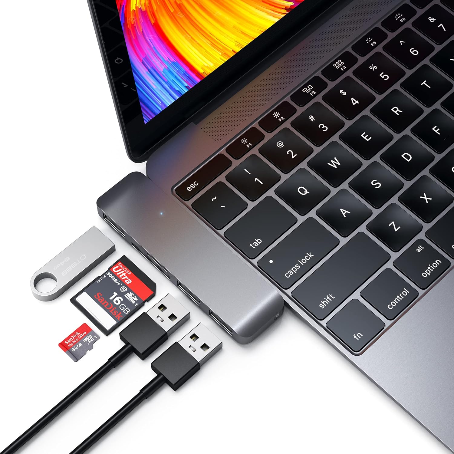 SATECHI Aluminium Type-C USB 3.0 3-in-1 Combo Hub Adaptor - 3 USB 3.0 Ports and Micro/SD Card Readers - for M2/ M1 MacBook Pro/Air, M2/ M1 iPad Pro/Air, Mac Mini, iMac (Space Grey