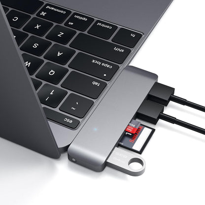 SATECHI Aluminium Type-C USB 3.0 3-in-1 Combo Hub Adaptor - 3 USB 3.0 Ports and Micro/SD Card Readers - for M2/ M1 MacBook Pro/Air, M2/ M1 iPad Pro/Air, Mac Mini, iMac (Space Grey