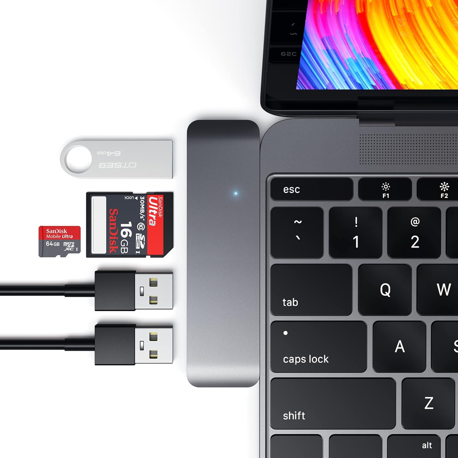 SATECHI Aluminium Type-C USB 3.0 3-in-1 Combo Hub Adaptor - 3 USB 3.0 Ports and Micro/SD Card Readers - for M2/ M1 MacBook Pro/Air, M2/ M1 iPad Pro/Air, Mac Mini, iMac (Space Grey