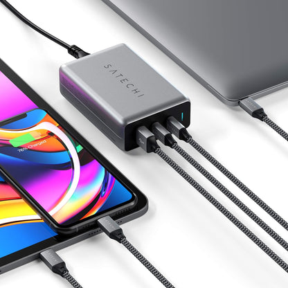 Satechi 100W USB C Compact GaN Charger Powerful GaN Technology Compatible with MacBook Pro/Air M2 2022, MacBook Pro M1 2021, iPad Air M1 2022, iPad Pro M1 2021, iPhone 14 ProMax /14 Pro/14/14 Plus