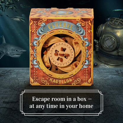iDventure Cluebox - Captain's Nemo Nautilus - Escape Room Spiel - kniffeliges 3D Puzzlebox Holzpuzzel Rätsel - einzigartige Knobelspiele - Escape Box Spiele Für Erwachsene und Rätselbox für Kinder