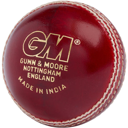 Gunn & Moore GM Cricket Ball, Clubman Grade 1 Club Match, Hand Stitched Waxed Leather 68-70 Seam Stitches, Junior & Senior Sizes, Red