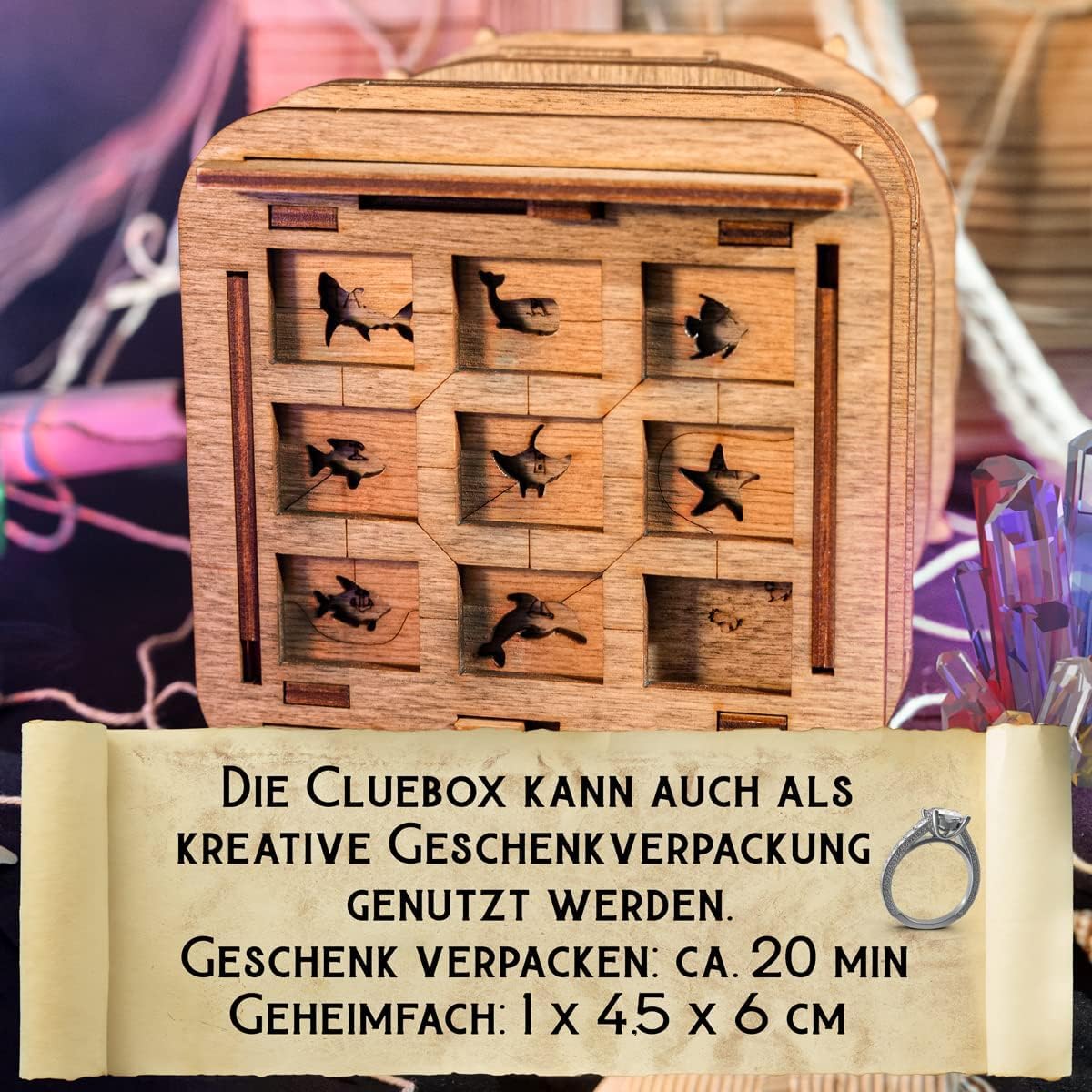 iDventure Cluebox - Davy Jones Locker - Escape Room Spiel - 3D Holzpuzzle - Geldgeschenk Puzzlebox - IQ Puzzle - Rätselbox und Geburtstagsgeschenk für Erwachsene - Gadget für männer - Reisespiel