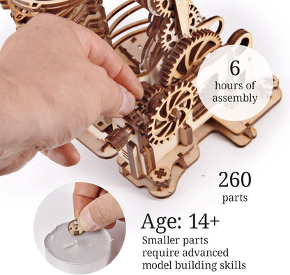 iDventure DIY Holz Murmelbahn Dragon – 3D Holzpuzzle Bausatz für Erwachsene & Jugendliche – 3D Puzzle mechanische Kugelbahn zum Selberbauen – Modellbausatz mit 260 Bauteilen & 15 Murmeln