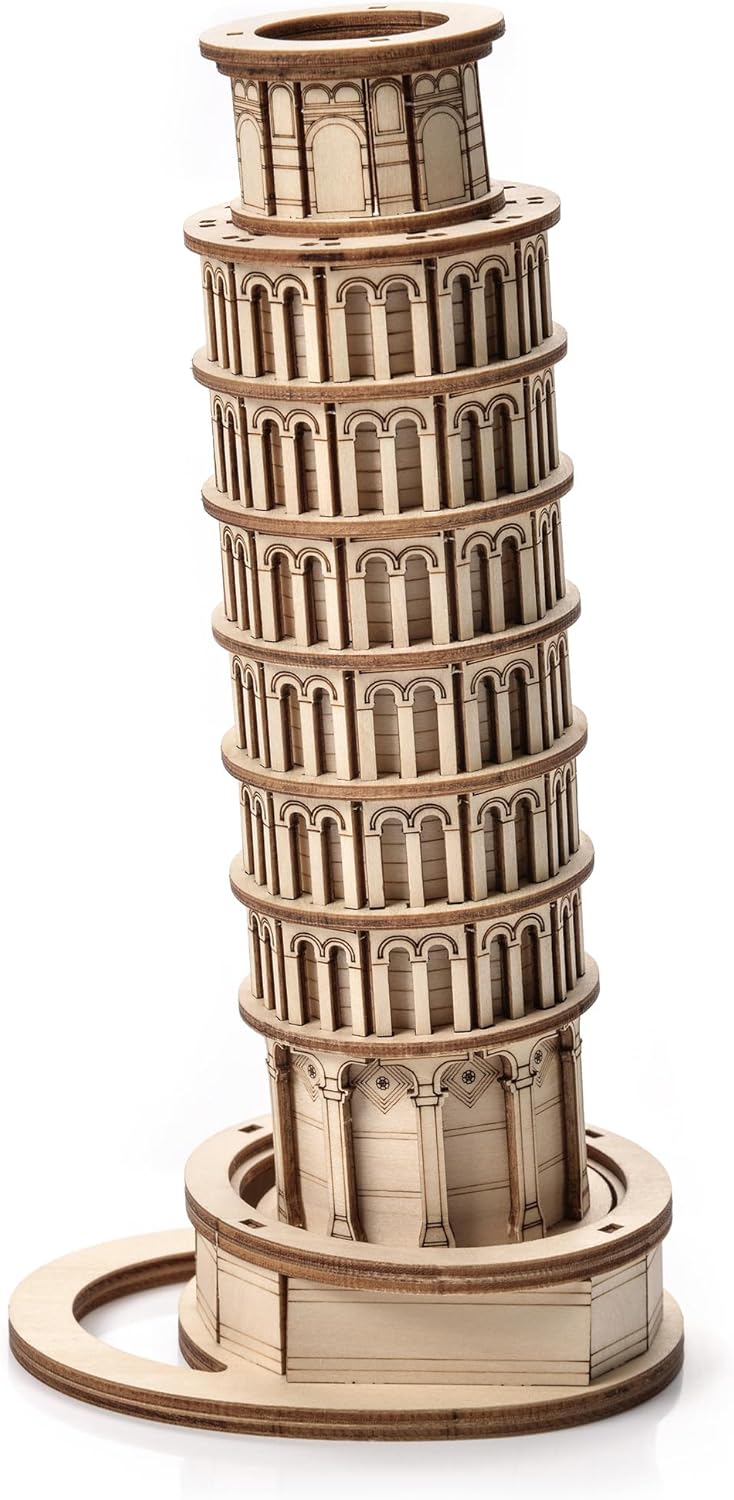 Little Story Holz Puzzle pädagogisch Modell 3D Set Do Self Für Kinder Erwachsene Geschenk… (Der Schiefe Turm von Pisa