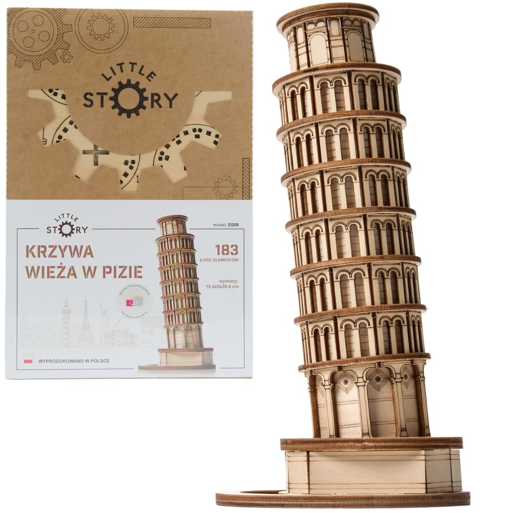 Little Story Holz Puzzle pädagogisch Modell 3D Set Do Self Für Kinder Erwachsene Geschenk… (Der Schiefe Turm von Pisa