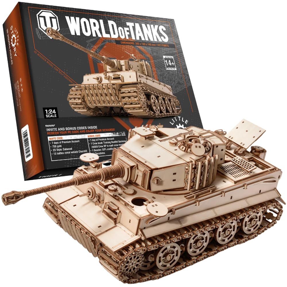 little story World of Tanks Panzer 3D Holzmodell – Panzerkampfwagen Offizielles Lizenzmodell zum Zusammenbauen - DYI Kriegsmaschine Lernspielzeug Bausatz für Kinder Holz Kampfpanzer 3D-Puzzle