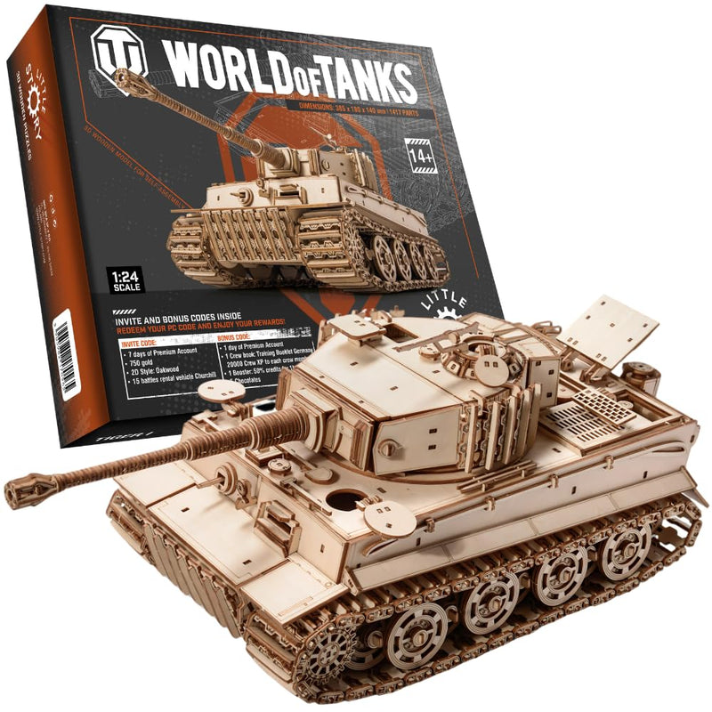 little story World of Tanks Panzer 3D Holzmodell – Panzerkampfwagen Offizielles Lizenzmodell zum Zusammenbauen - DYI Kriegsmaschine Lernspielzeug Bausatz für Kinder Holz Kampfpanzer 3D-Puzzle