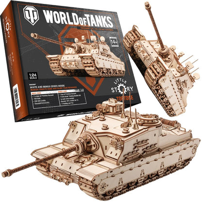 little story World of Tanks Panzer 3D Holzmodell – Panzerkampfwagen Offizielles Lizenzmodell zum Zusammenbauen - DYI Kriegsmaschine Lernspielzeug Bausatz für Kinder Holz Kampfpanzer 3D-Puzzle