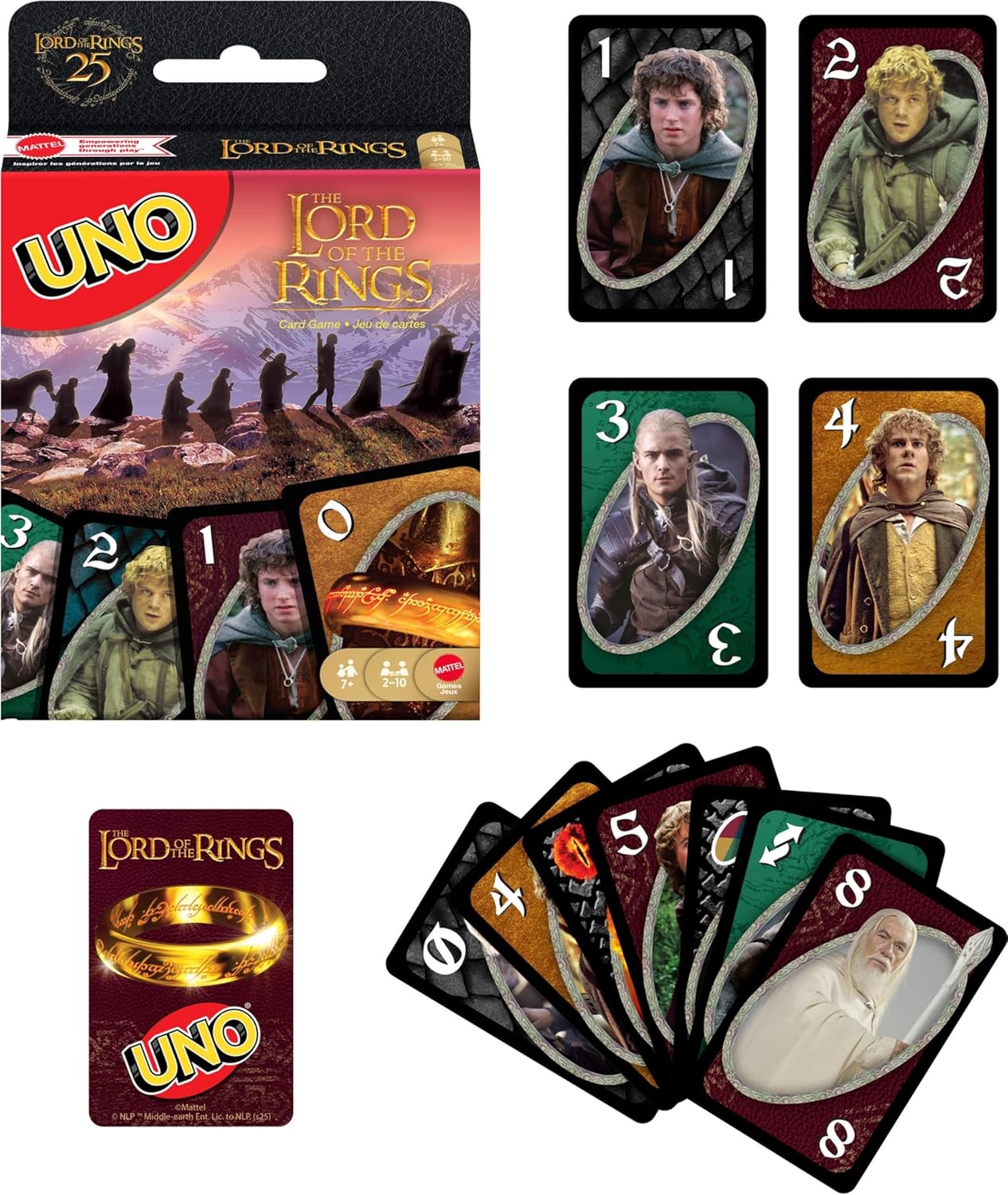 Mattel Games UNO The Lord of The Rings Card Game for Kids, Adults & Families, Travel & Camping, Inspired by the Movies, JMF13