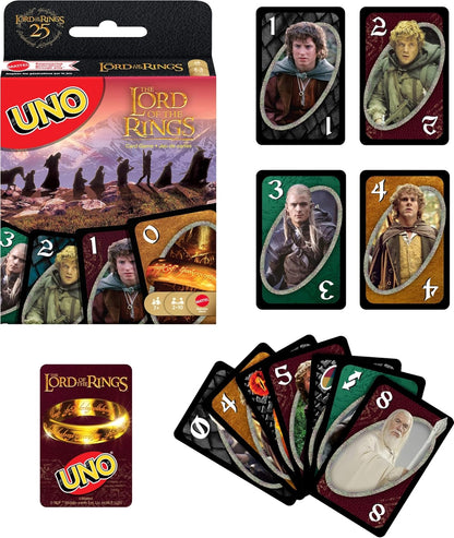 Mattel Games UNO The Lord of The Rings Card Game for Kids, Adults & Families, Travel & Camping, Inspired by the Movies, JMF13