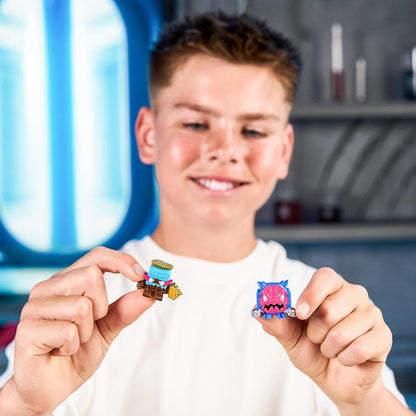 MrBeast Lab Swarms Battle Fusion Series Mega Lab Pack – Includes 14 Micro Beasts with Ultra Rare Hammerhead, 80+ to Collect, Stickers & Stackable Fusion Caps for Display