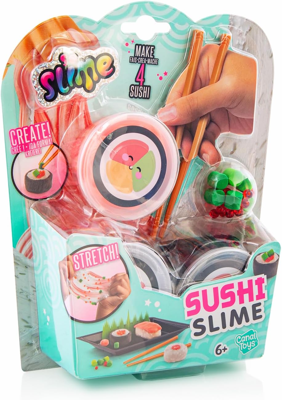 Canal Toys - So Slime Sushi Slime Kit - DIY for Children from 6 Years - 3 Slime Pots for Kneading & Squishen - Mini Chopsticks + Serving Tray - Sprinkles, Decoration & Stickers - Sensory Toy - SSC414