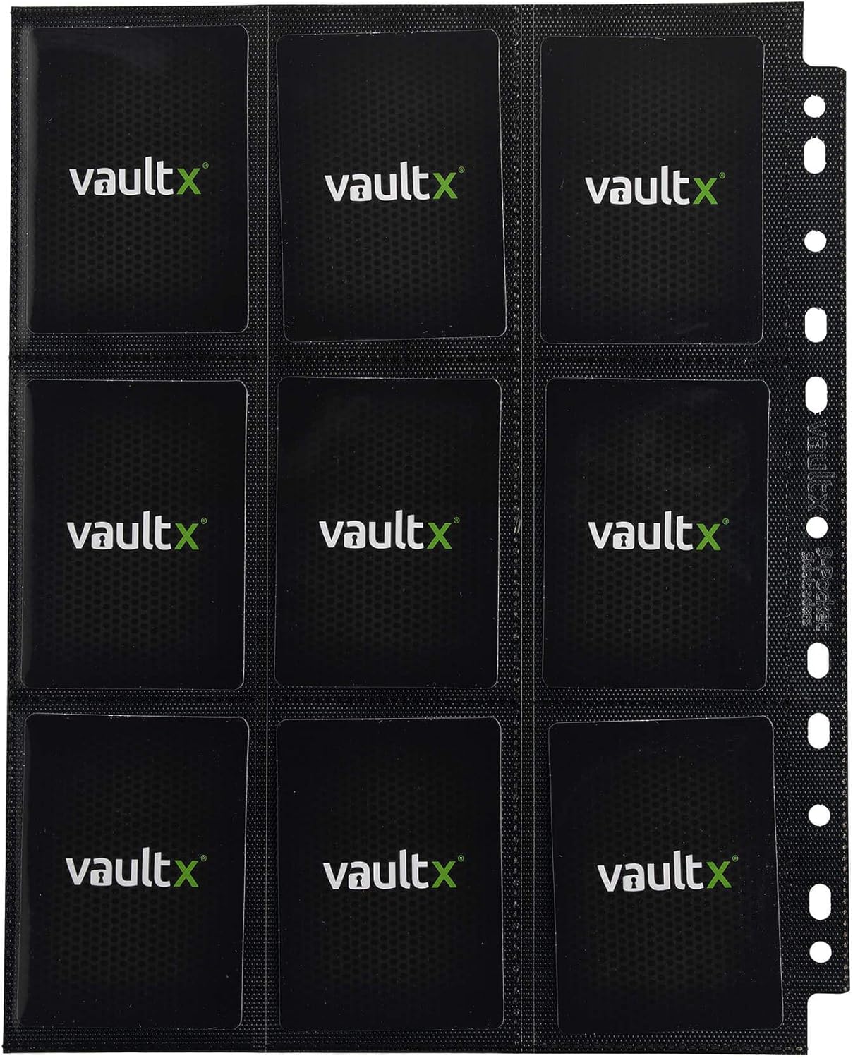 Vault X 9 Pocket Sideloading Pages for 3 Ring Binder, Double-Sided A4 Sideloaders, Storage for Collectible Card Games, Sports, TCG (Black, 50 Pack