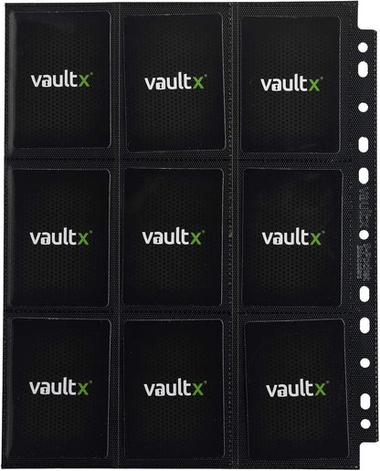 Vault X 9 Pocket Sideloading Pages for 3 Ring Binder, Double-Sided A4 Sideloaders, Storage for Collectible Card Games, Sports, TCG (Black, 50 Pack