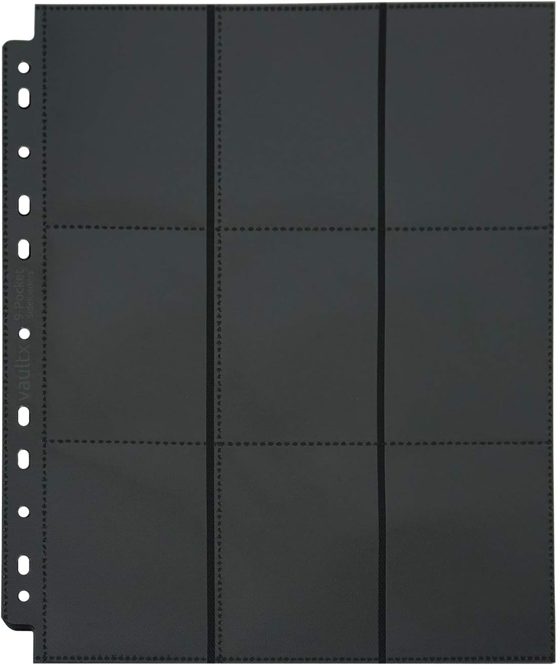 Vault X 9 Pocket Sideloading Pages for 3 Ring Binder, Double-Sided A4 Sideloaders, Storage for Collectible Card Games, Sports, TCG (Black, 50 Pack