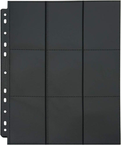 Vault X 9 Pocket Sideloading Pages for 3 Ring Binder, Double-Sided A4 Sideloaders, Storage for Collectible Card Games, Sports, TCG (Black, 50 Pack