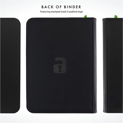 Vault X 9 Pocket Trading Card Zip Binder, 360 Cards, Premium Exo-Tec Album Material, 20 Side-Loading Pages, Folder for Collectible Games, Sports, TCG (Black
