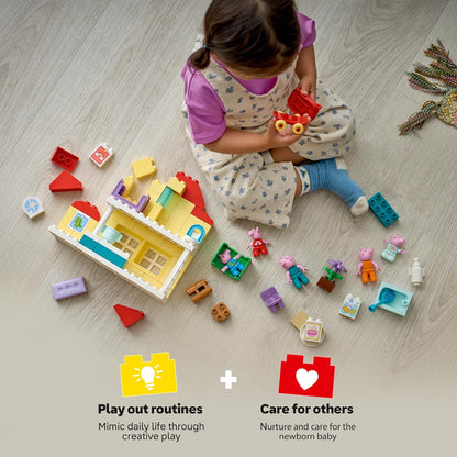 LEGO DUPLO Peppa Pig Family House - Educational Motor Skills Toy for Toddlers - Montessori Set w/ 5 Figures & Doll's House Accessories - Gift for 2+ Year Old Girls & Boys - 10467