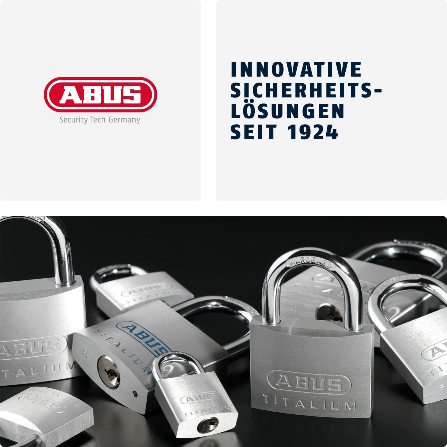 ABUS Vorhängeschloss Titalium 64TI/25 - Schlosskörper aus Spezial-Aluminium - gehärteter Stahlbügel - ABUS-Sicherheitslevel 3 - Silber