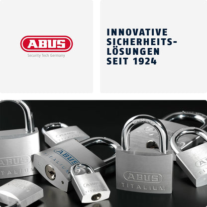 ABUS Vorhängeschloss Titalium 64TI/25 - Schlosskörper aus Spezial-Aluminium - gehärteter Stahlbügel - ABUS-Sicherheitslevel 3 - Silber