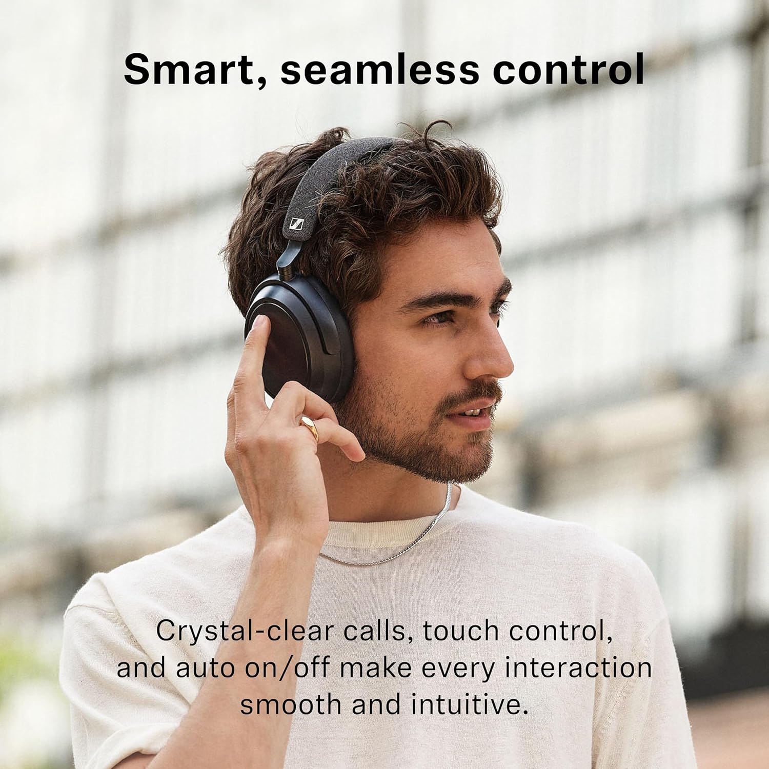 Sennheiser MOMENTUM 4 Wireless Noise Cancelling Headphones - Bluetooth Headset for Crystal-Clear Calls, Adaptive Noise Cancellation, Over Ear Headphones Wireless, Up To 60HR Playtime, Folding, Black