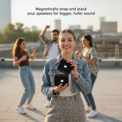 Kodak SOUNDBRIX Portable Wireless Speaker - Connects up to 100 Speakers - Magnetic Dock and Powerful 5W Sound - 3H Battery Life - Black