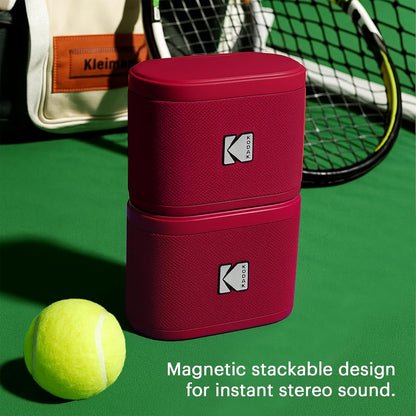Kodak SOUNDBRIX Portable Wireless Speaker - Connects up to 100 Speakers - Magnetic Dock and Powerful 5W Sound - 3H Battery Life - Red