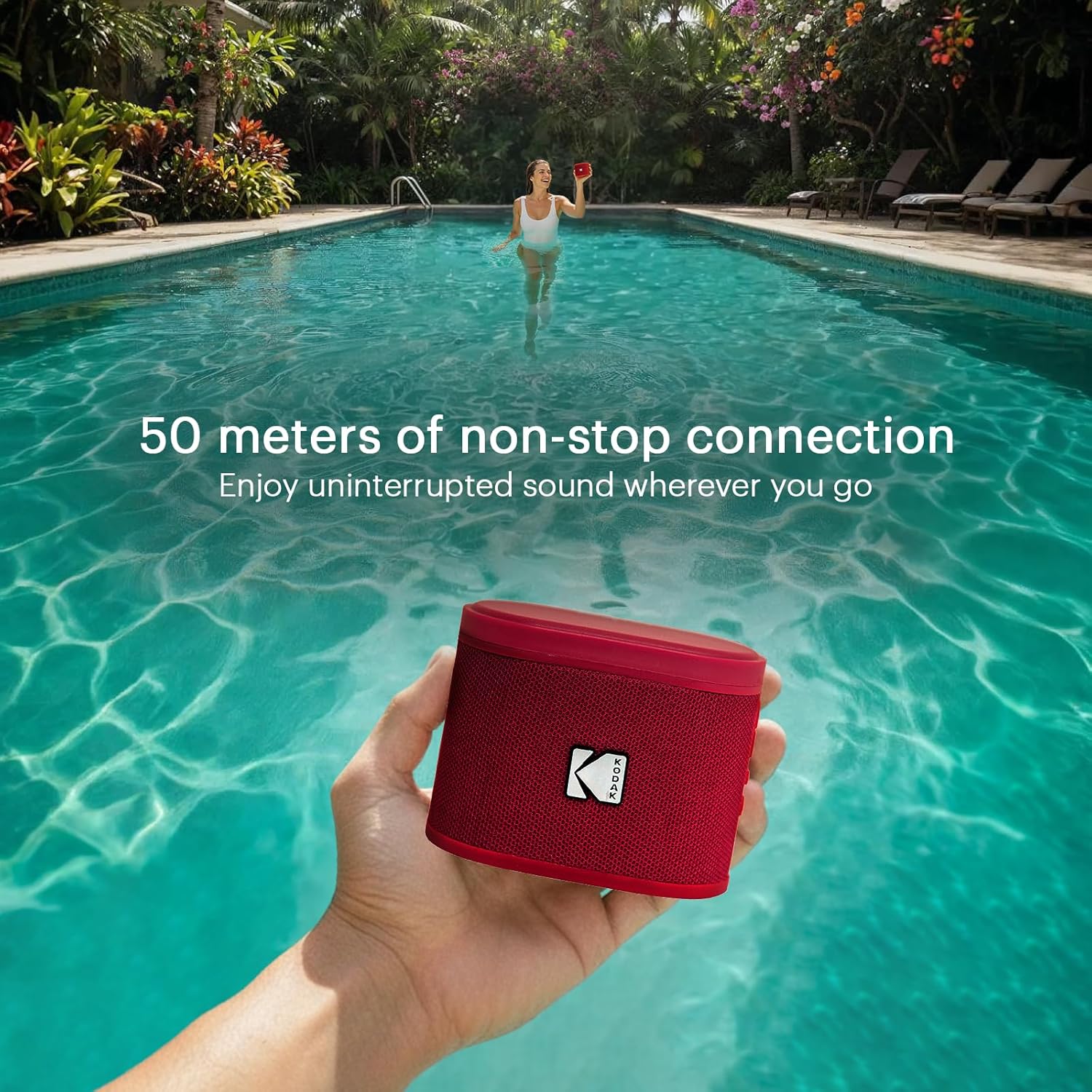 Kodak SOUNDBRIX Portable Wireless Speaker - Connects up to 100 Speakers - Magnetic Dock and Powerful 5W Sound - 3H Battery Life - Red