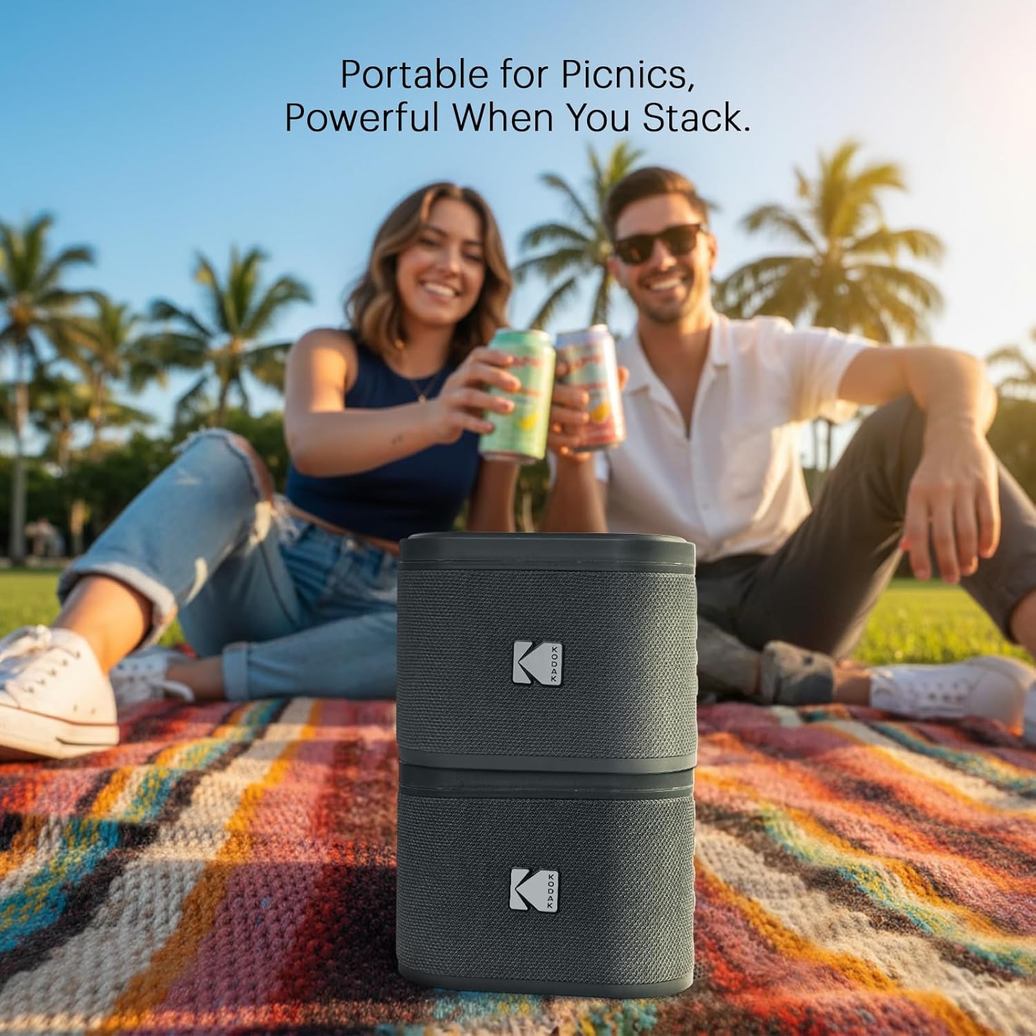 KODAK SoundDBRIX Portable Wireless Speaker – Connects up to 100 Speakers – Magnetic Dock and Powerful Sound 5W – 3H Battery Life – Grey