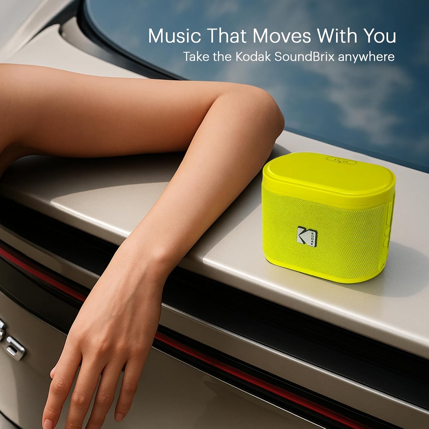 Kodak SOUNDBRIX Portable Wireless Speaker - Connects up to 100 Speakers - Magnetic Dock and Powerful 5W Sound - 3H Battery Life - Yellow