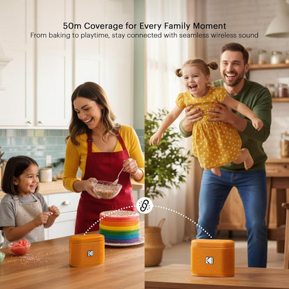 KODAK SoundDBRIX Portable Wireless Speaker – Connects up to 100 Speakers – Magnetic Dock and Powerful Sound 5W – 3H Battery Life – Orange