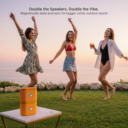 KODAK SoundDBRIX Portable Wireless Speaker – Connects up to 100 Speakers – Magnetic Dock and Powerful Sound 5W – 3H Battery Life – Orange