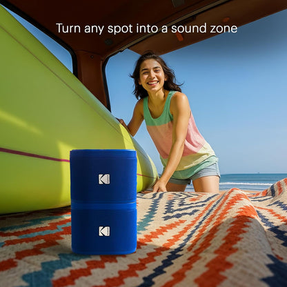 KODAK SoundDBRIX Portable Wireless Speakers - Connect up to 100 Speakers - Magnetic Dock and Powerful Sound 5W - 3H Battery Life - Blue