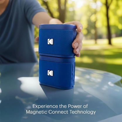 KODAK SoundDBRIX Portable Wireless Speakers - Connect up to 100 Speakers - Magnetic Dock and Powerful Sound 5W - 3H Battery Life - Blue