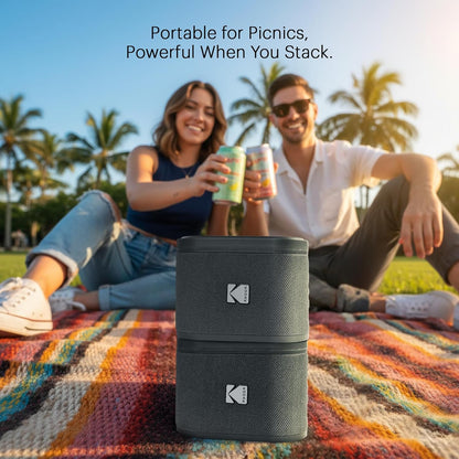 KODAK SOUNDBRIX Magnetic Splittable Bluetooth Speaker V5.4 Wireless Portable Bluetooth Speaker with 4 Speaker Pairing Stereo Sound and 5H Playtime IPX4 Water Resistant for Home Outdoor for Men Women