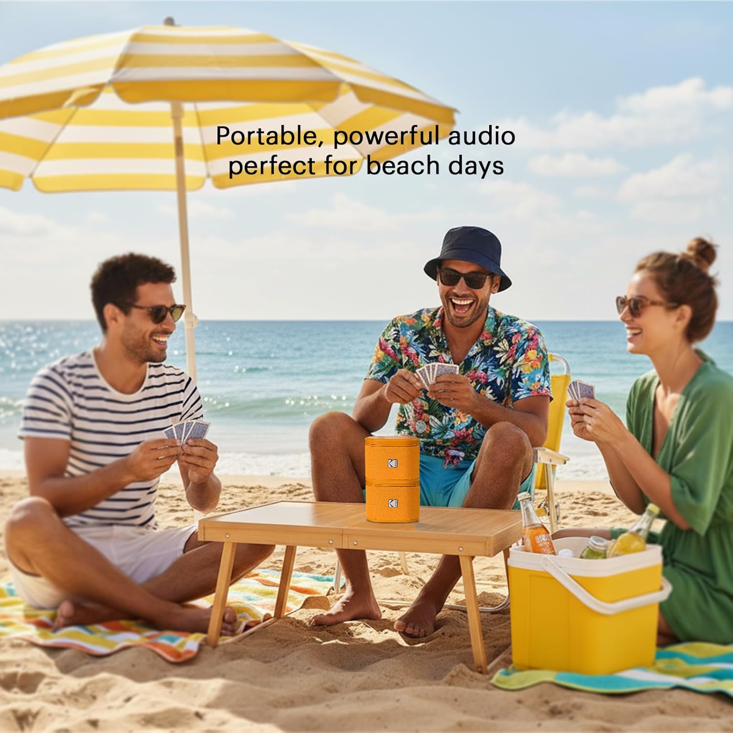 KODAK SOUNDBRIX 2-Pack Portable Wireless Speakers - Connects up to 100 Speakers - Magnetic Dock and Powerful 5W Sound - 3 Hours of Battery Life - Orange
