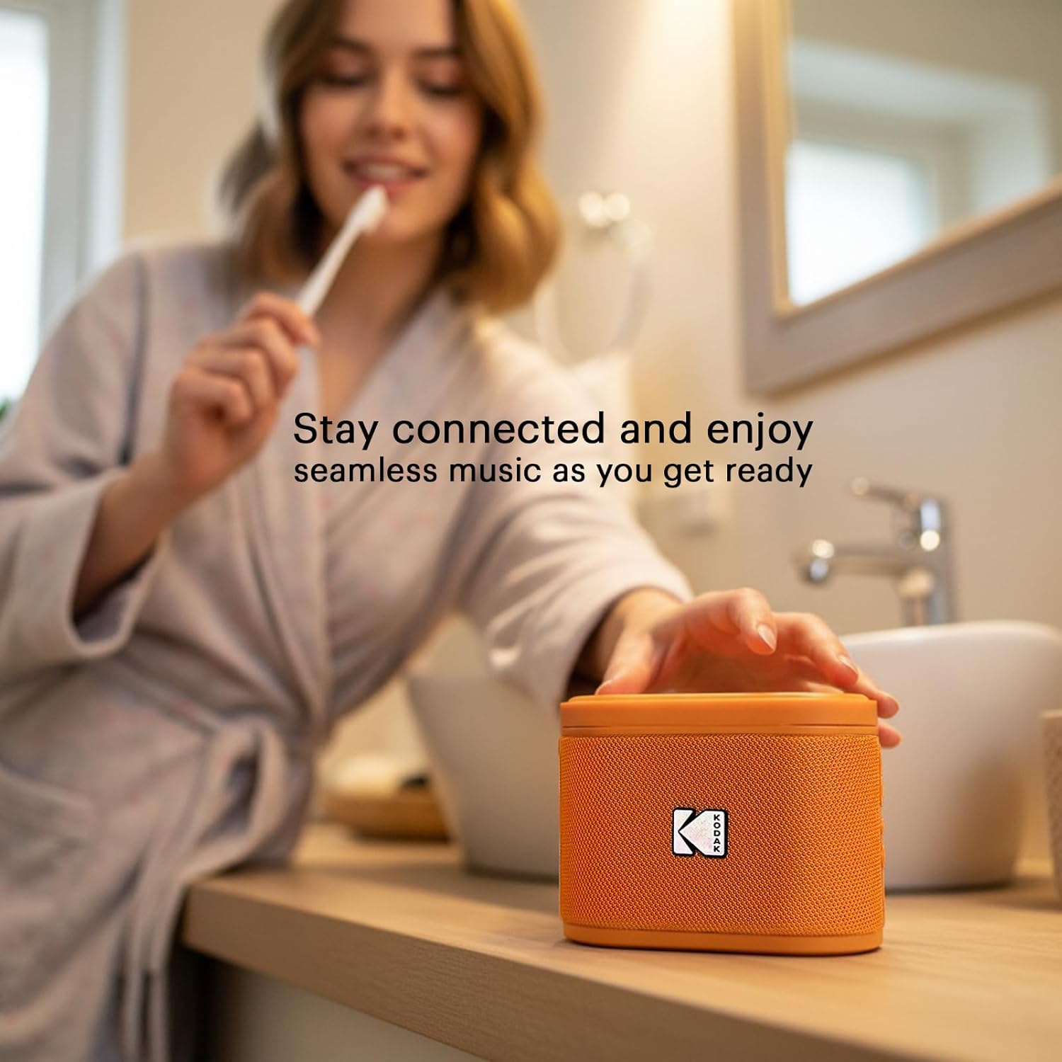 KODAK SOUNDBRIX 2-Pack Portable Wireless Speakers - Connects up to 100 Speakers - Magnetic Dock and Powerful 5W Sound - 3 Hours of Battery Life - Orange