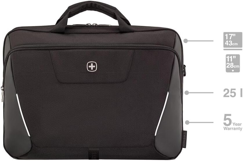 Wenger, XE Brief 17, 17" Laptop Briefcase with Tablet Pocket, Black, Digital Network, 15,6", Casual
