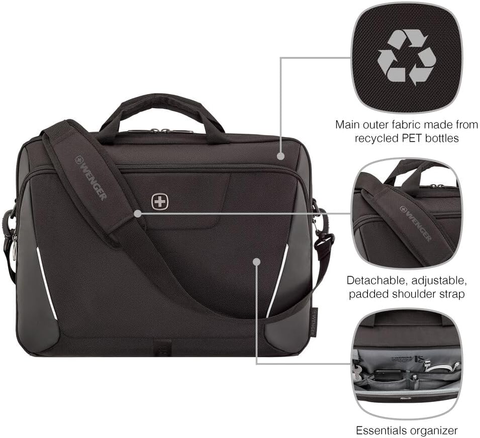 Wenger, XE Brief 17, 17" Laptop Briefcase with Tablet Pocket, Black, Digital Network, 15,6", Casual