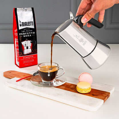 Bialetti - New Venus, stainless steel espresso coffee machine, suitable for all types of stoves, 2 cups (85 ml), aluminium, silver (Not induction safe)