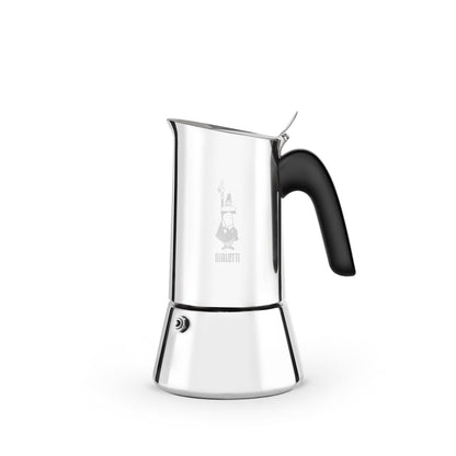 Bialetti - New Venus, stainless steel espresso coffee machine, suitable for all types of stoves, 2 cups (85 ml), aluminium, silver (Not induction safe)