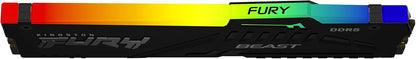 Kingston FURY Beast Black RGB 8GB 6000MT/s DDR5 CL30 DIMM Desktop Gaming Memory Single Module AMD EXPO/ Intel XMP - KF560C30BBEA-8
