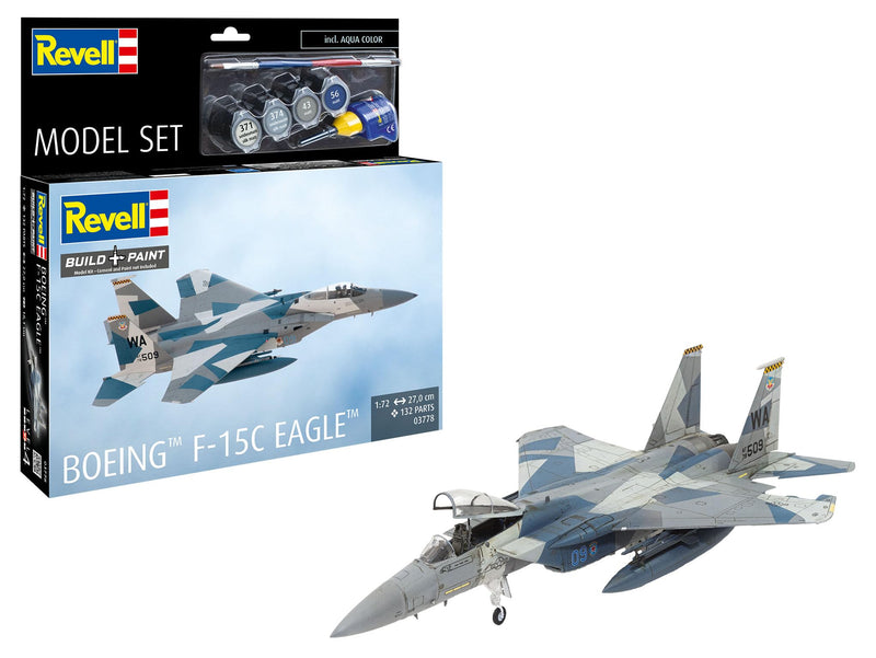 Revell 63778 Model Set Boeing F-15C Eagle 1:72 Scale Unbuilt Plastic Model Kit with Accessories