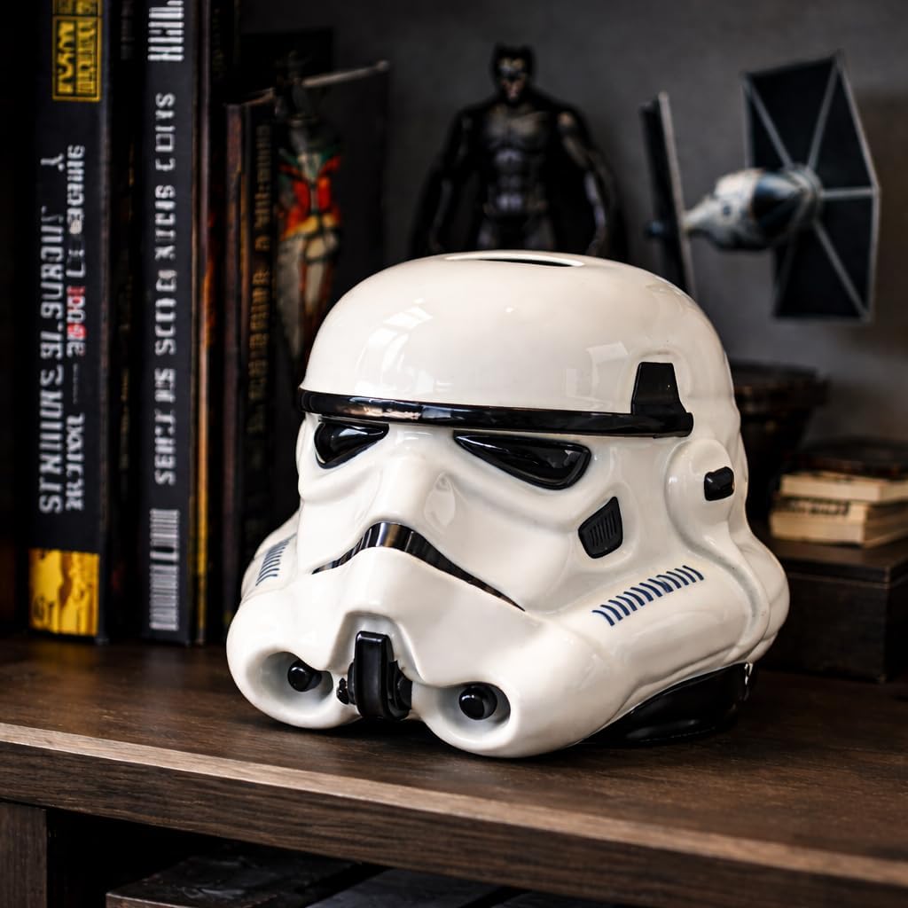 Tirelire originale Stormtrooper au design casque - Coin Bank officiel au look cinématographique - Figurine de collection à économiser - Cadeau pour les fans - Décoration pour chambre ou bureau