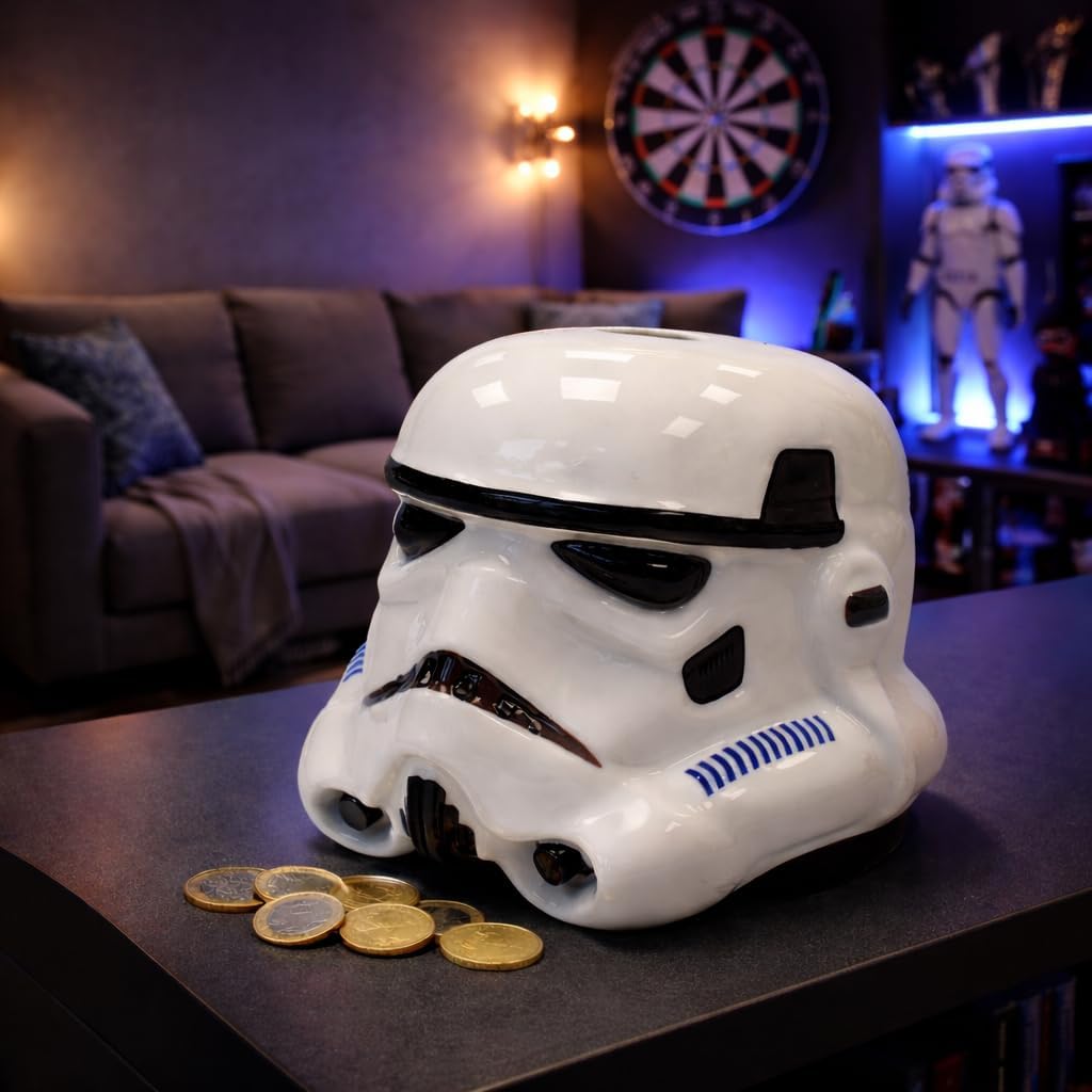 Tirelire originale Stormtrooper au design casque - Coin Bank officiel au look cinématographique - Figurine de collection à économiser - Cadeau pour les fans - Décoration pour chambre ou bureau