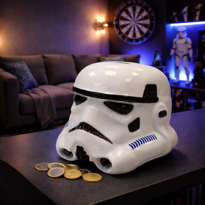 Tirelire originale Stormtrooper au design casque - Coin Bank officiel au look cinématographique - Figurine de collection à économiser - Cadeau pour les fans - Décoration pour chambre ou bureau