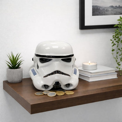 Tirelire originale Stormtrooper au design casque - Coin Bank officiel au look cinématographique - Figurine de collection à économiser - Cadeau pour les fans - Décoration pour chambre ou bureau